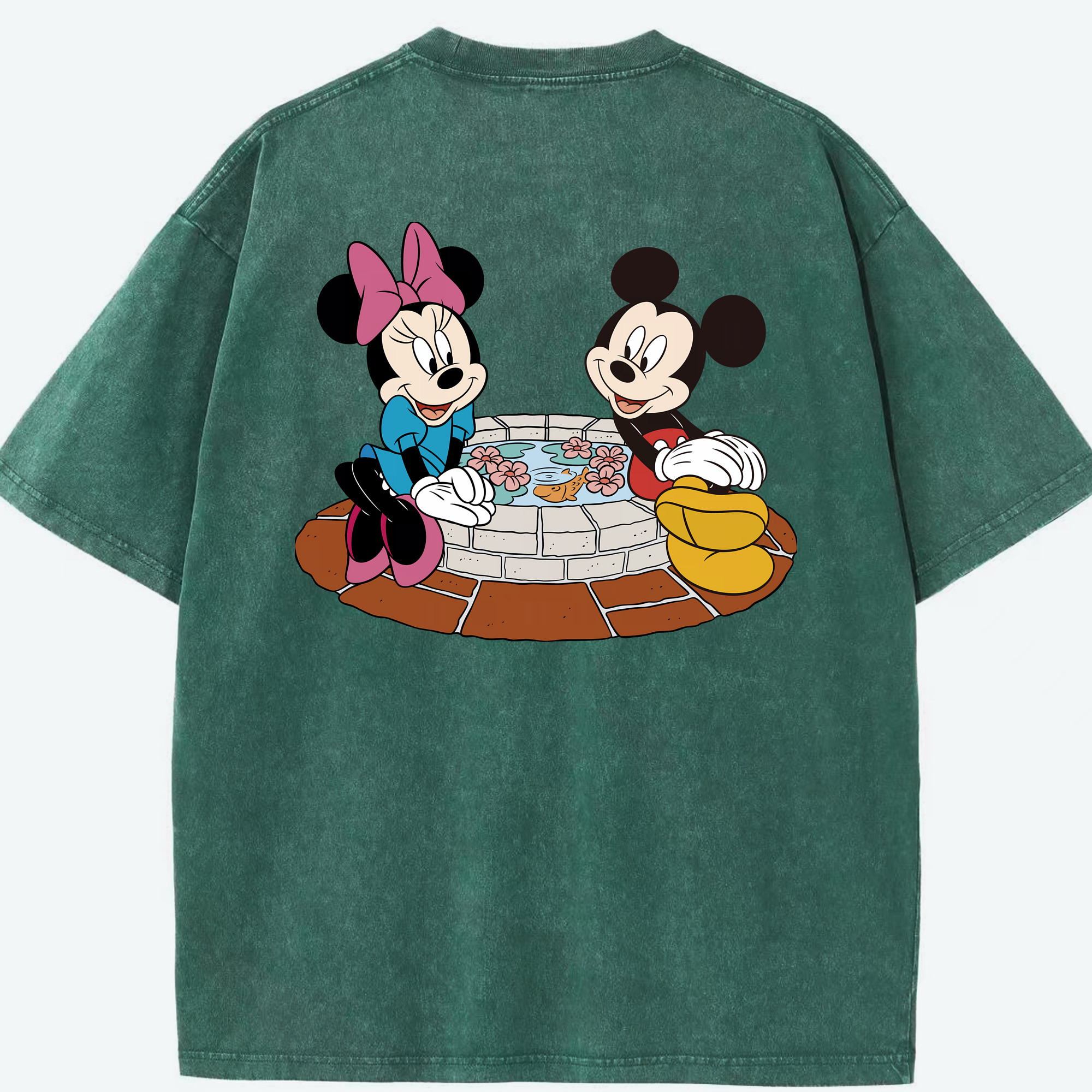 （画像用） ミッキーマウス Mickey Mouse 綿100% ヴィンテージ風 半袖Tシャツ（背面プリント）